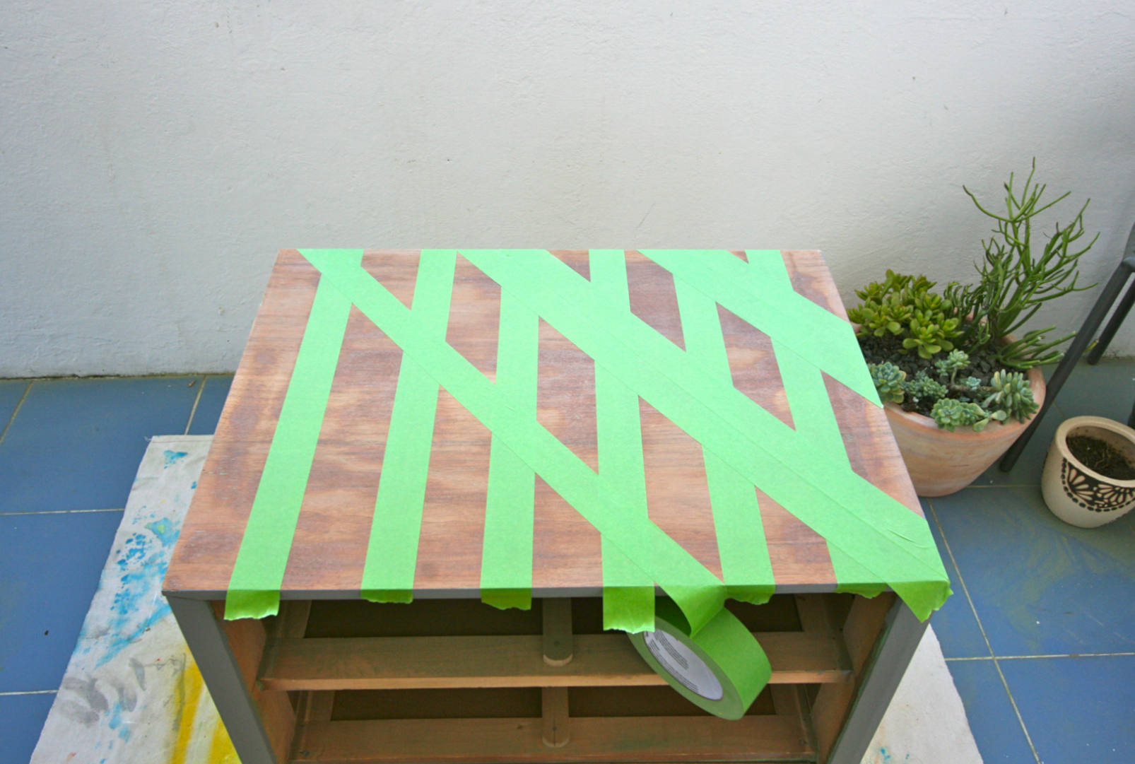 taped design on table